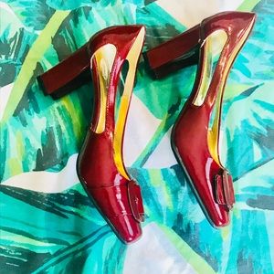 Cherry Red Etienne Aigner Patent Leather Pump